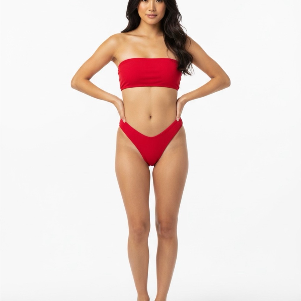 Zaful Bold Red Bandeau Bikini